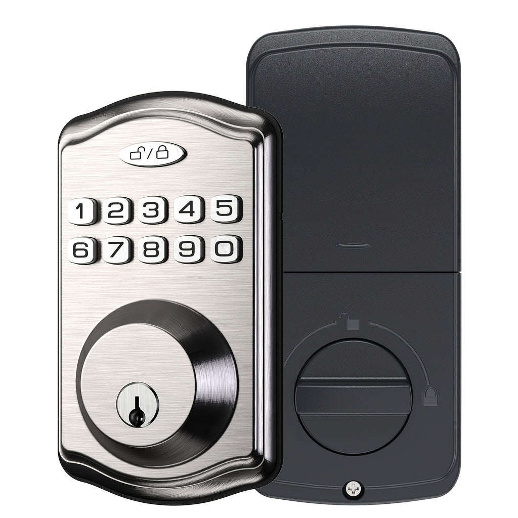 Keypad Door Lock, Keypad Deadbolt, Keyless Entry Door Lock, Electronic Keypad Smart Lock, 100-Code Capacity, Backup Key, Auto-Lock Feature, Anti-Peeping Code, Fits Most Standard Doors, Villas, Courtyards, Apartments (Batteries Not Included