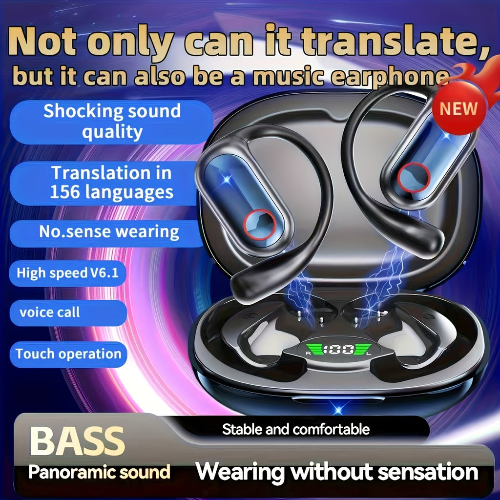 AITruly Open AI Wireless Earphones (Bluetooth 5.4 TWS) Experience 360° Ambient Awareness & All-day Comfort. AI Translation: Real-time 144 Languages/70 Accents. Secure Open-ear Fit for Travel/fitness. Advanced ENC Delivers Crystal Calls +