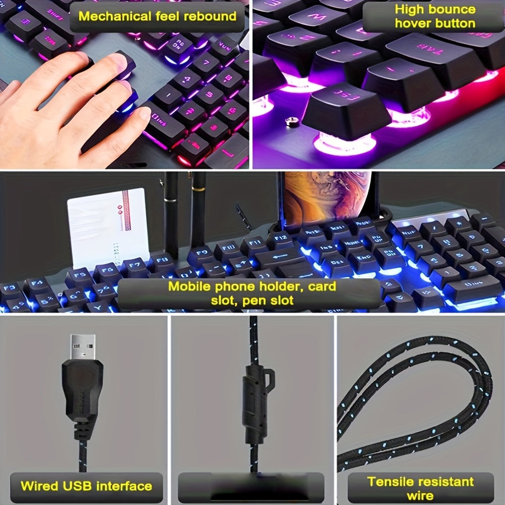 QZUKOY Mechanical Feel Gaming Keyboard, RGB Backlit Modes Wired Gaming Keyboard for PC Desktop