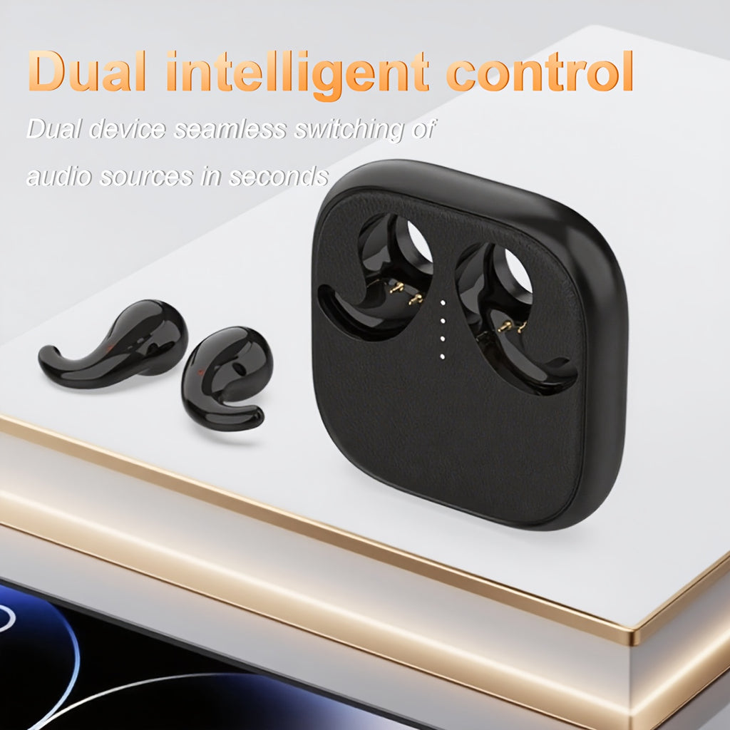 The 2025 Popular Black - Tech Semi - In - Ear Headphones, with Super - High Sound Quality, 360 - Degree Stereo Surround Sound. It Is Equipped with A Rechargeable Lithium - Polymer Battery And A Type - C Interface, Offering Long - Lasting Battery
