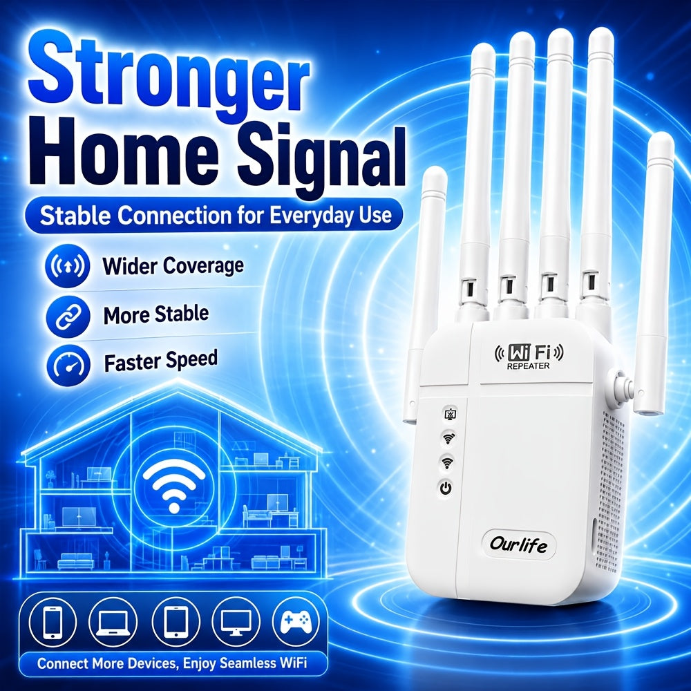 2026 Upgraded WiFi Extender Signal Booster Up To 9000 Sq.ft | Long Range Repeater For Garage, Basement & Yard | 1-Tap Setup, Compatible With Alexa/Ring/Camera | US Warehouse Fast Ship