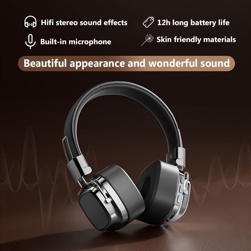 Wireless Over-Ear Headphones with a Battery Life of Up to 12 Hours, Featuring a Microphone, Suitable for Gym Use, And Compatible with Ios And Android Devices, As Well As Computers And Laptops
