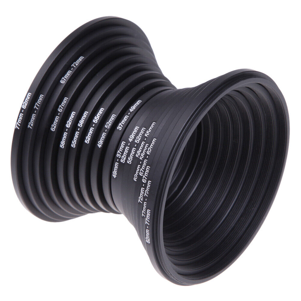 18pcs Set of Step-Up And Step-Down Lens Filter Adapter Rings for DSLR Camera Lenses, Ranging from 37Mm to 82Mm