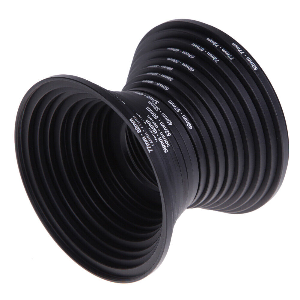 18pcs Set of Step-Up And Step-Down Lens Filter Adapter Rings for DSLR Camera Lenses, Ranging from 37Mm to 82Mm