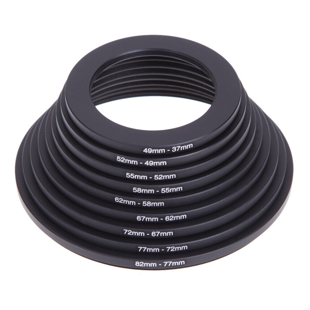 18pcs Set of Step-Up And Step-Down Lens Filter Adapter Rings for DSLR Camera Lenses, Ranging from 37Mm to 82Mm