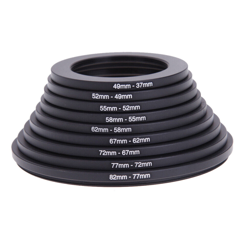 18pcs Set of Step-Up And Step-Down Lens Filter Adapter Rings for DSLR Camera Lenses, Ranging from 37Mm to 82Mm