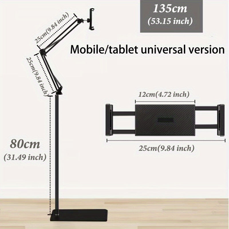 53. 15inches/68. 9inches Multifunctional FlexibleTablet Phone Floor Stand Holder Support Phone Pad Lounger Bed Mount Bracket Live Broadcast Support Fram