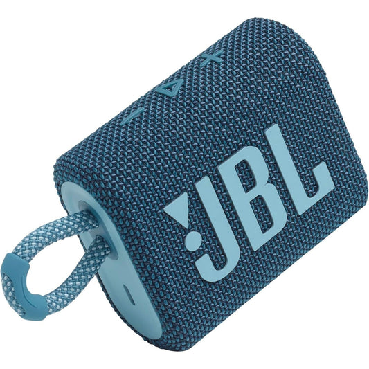 JBL Go 3 Portable Mini Bluetooth Speaker – Big Audio & Punchy Bass in a Pocket-Size Design, IP67 Waterproof & Dustproof for Shower/Beach/Pool, Up to 5 Hours Playtime per Charge, Rugged Fabric & Durable Housing, Integrated Carry Loop, USB-C Fast Recharge,