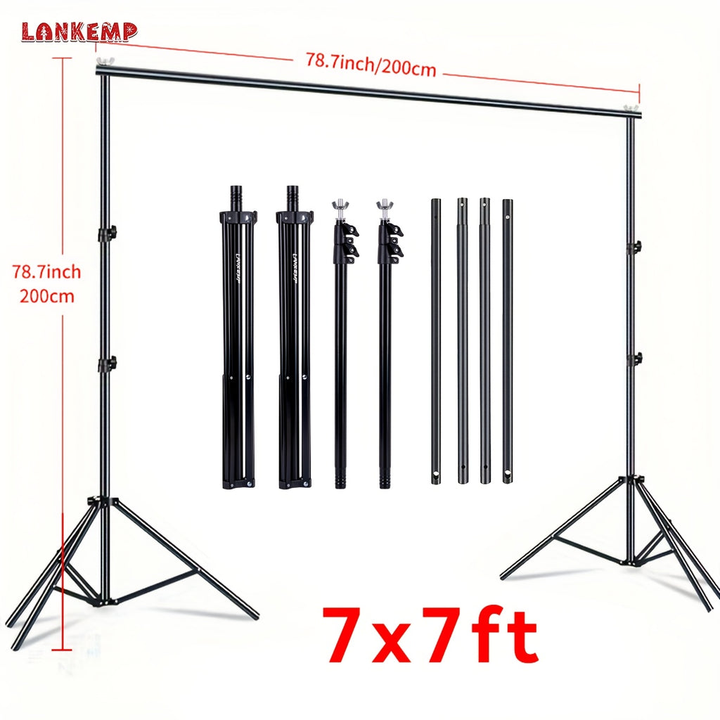 LANKEMP 7x7ft Background Stand for Photoshoot, Adjustable Backdrops Stand for Parties, Photography, Photo Booth, Projector Screen, Movie Screen, Portraits, StreamingPhotobooth Props