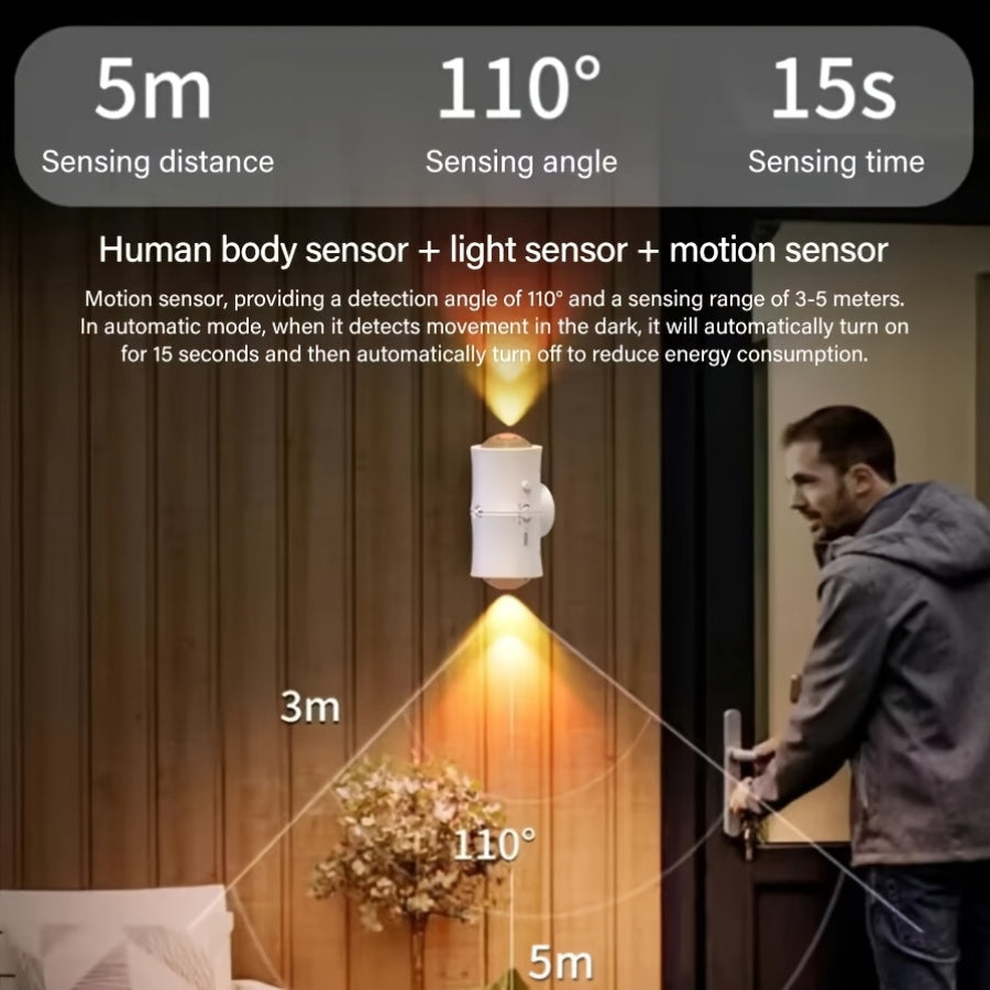 [2/4pcs RGB Motion Sensor Lights] Rechargeable LED Wall Lights with Motion Detection | Magnetic RGB Night Lights, Adjustable RGB Gradient Ambient Lighting, Battery Operated, Ideal for Bedroom, Living Room, And Cabinet Decoration