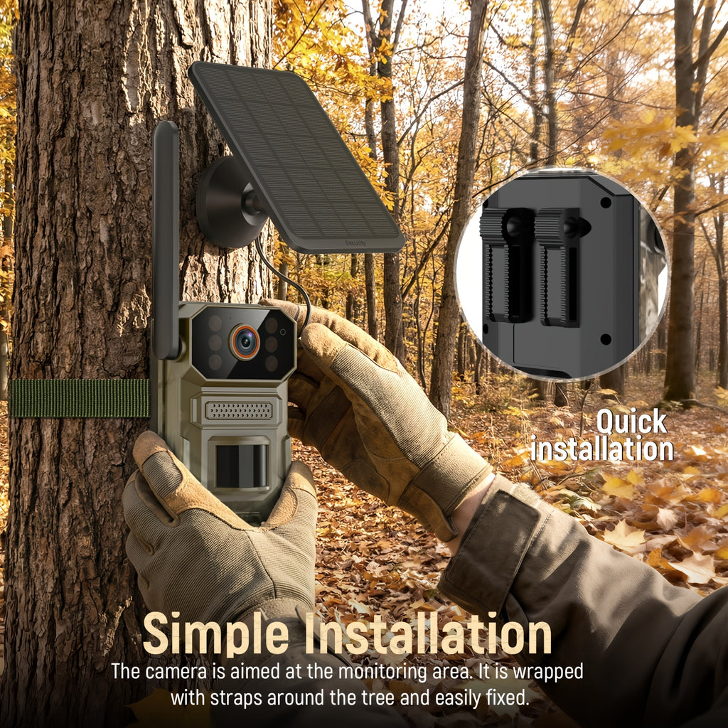 4G/5G LTE Cellular Trail Camera, Trail Camerawithsolar Panels, 1920P Wildlife Monitoring Camera with PIR Motion Sensor, Infrared Night Vision, Two-way Voice, Remote Access, No WiFi Required IP65 (replaceable Within 2 Years)