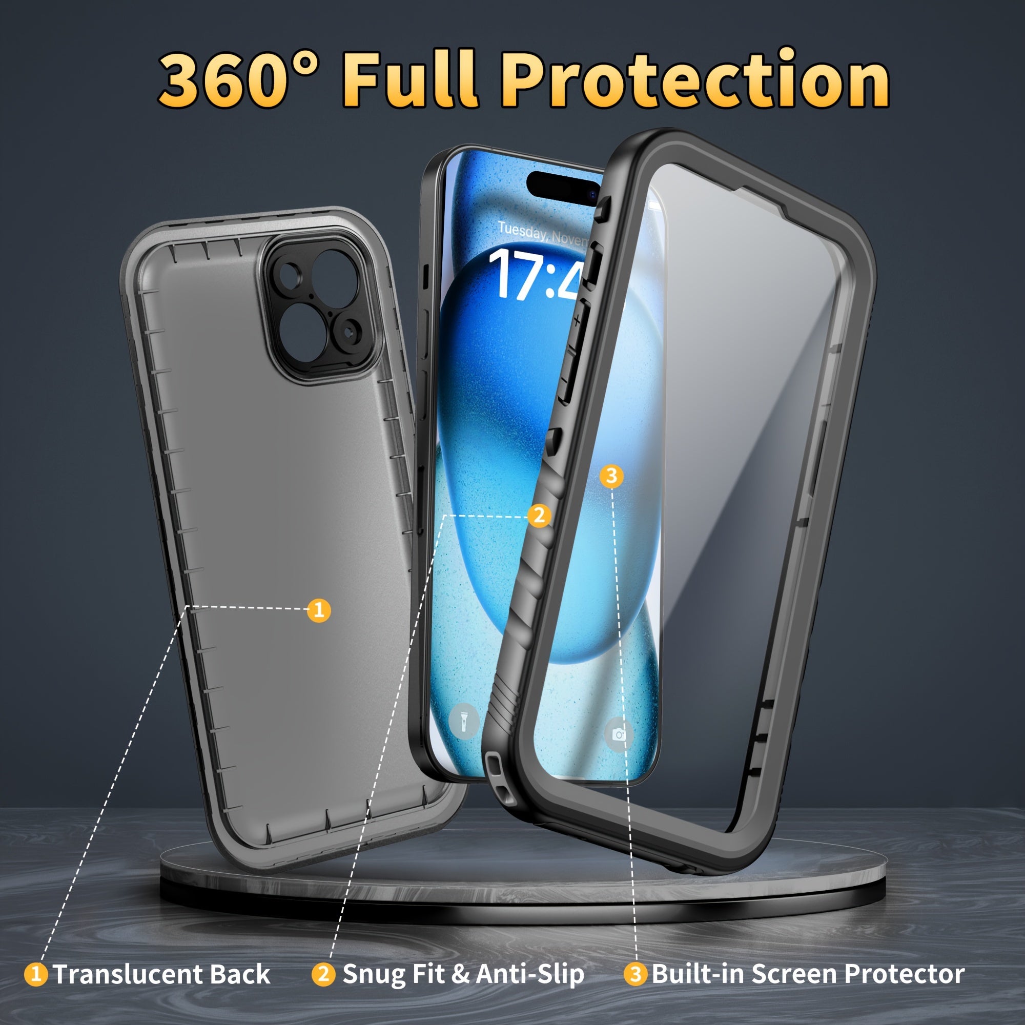Phone Case - A Robust Case Designed for Various for Iphone, Including The Pro Max And Mini Versions, Featuring a Built-In Tempered Glass Screen Protector And Offering Protection Against Dust, Shocks, And Underwater Activities
