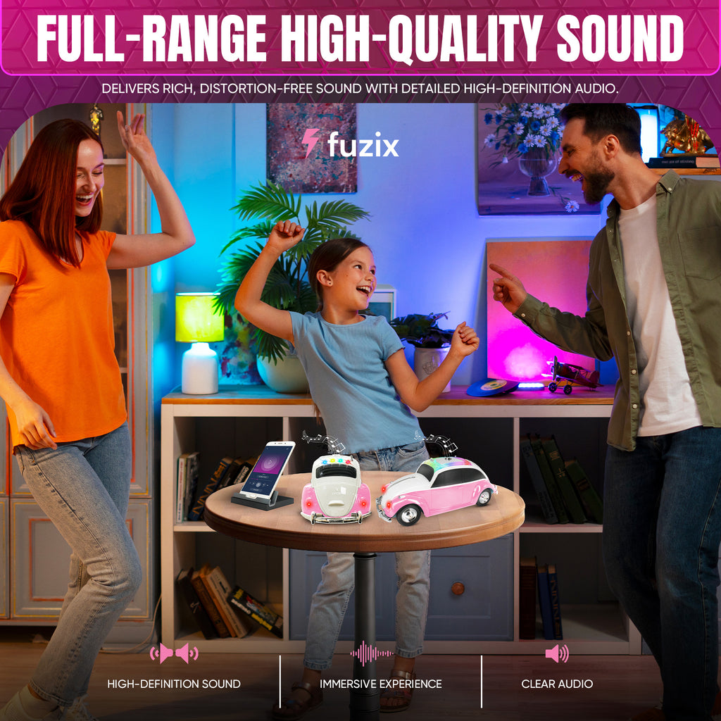 Fuzix WS-1958 Car Bluetooth Portable Speaker, Retro Car-Style Wireless Stereo Speaker with LED Headlights and Taillights, AUX/USB/TF/FM Radio Support, Rechargeable Battery, Clear and Powerful Sound Quality, Multiple Playback Modes, High-Quality Festival G