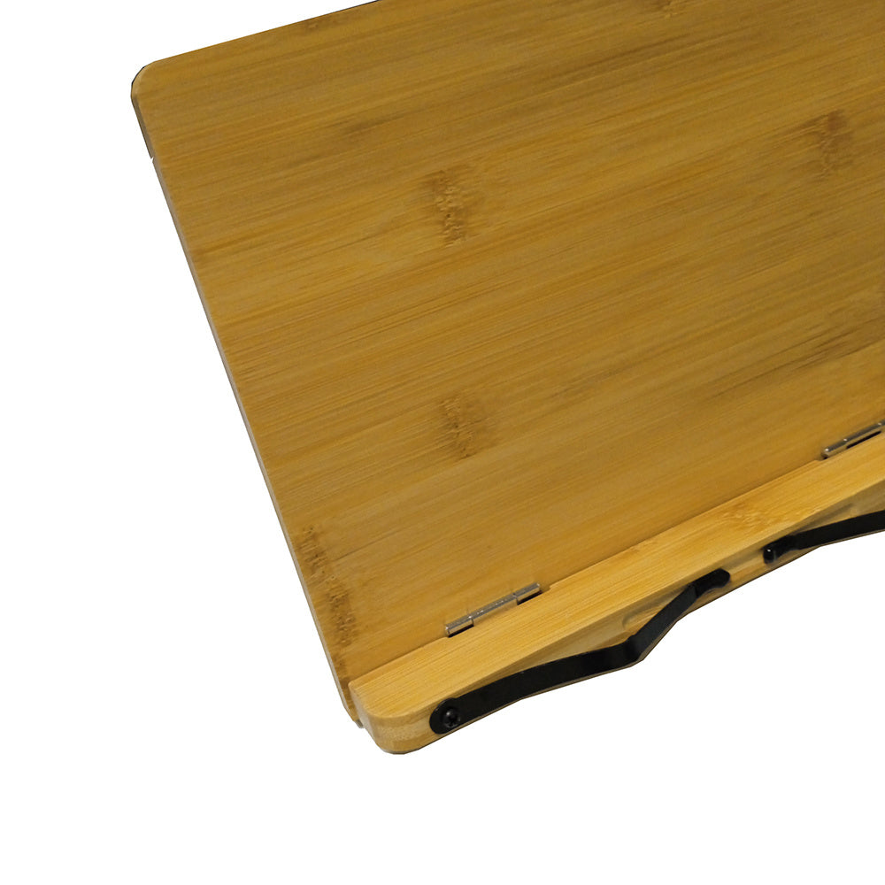 Adjustable Bamboo Book & Tablet Stand with Page Holder - Portable Folding Reading Stand suitable for Cookbooks, E-Readers, Tablets & Textbooks, Angle Settings & Page Clip System, Lightweight Sturdy Bookstand (11x7.9in)
