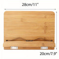 Adjustable Bamboo Book & Tablet Stand with Page Holder - Portable Folding Reading Stand suitable for Cookbooks, E-Readers, Tablets & Textbooks, Angle Settings & Page Clip System, Lightweight Sturdy Bookstand (11x7.9in)
