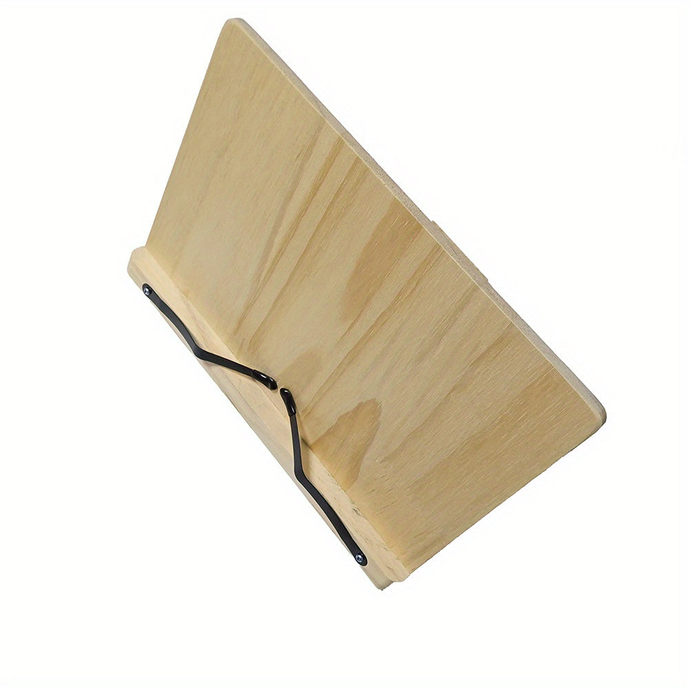 Adjustable Bamboo Book & Tablet Stand with Page Holder - Portable Folding Reading Stand suitable for Cookbooks, E-Readers, Tablets & Textbooks, Angle Settings & Page Clip System, Lightweight Sturdy Bookstand (11x7.9in)