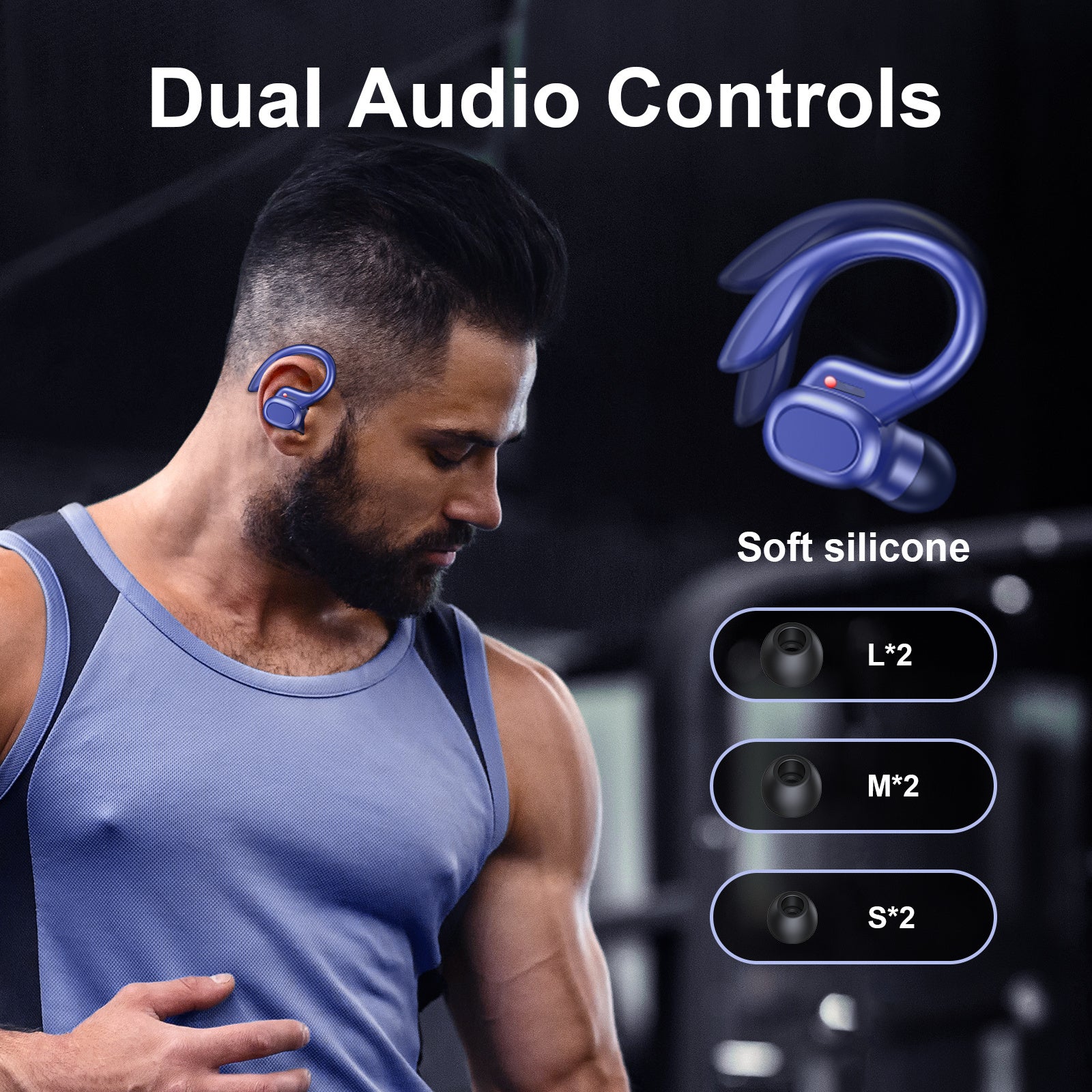Wireless5.4 Earbuds With Earhook, TWS Stereo Earphones, Sport Headset, Touch Control In Ear Headphones With LED Digital Display Charging Case