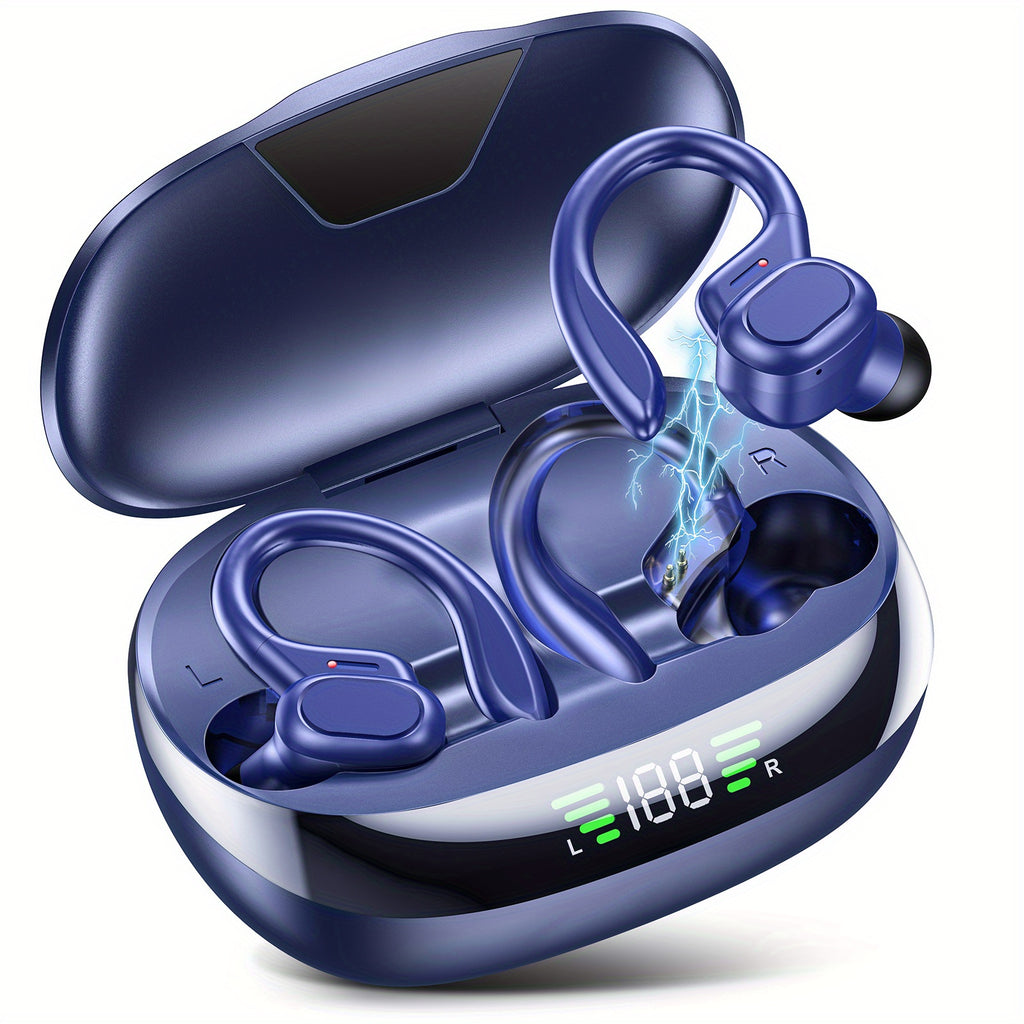 Wireless5.4 Earbuds With Earhook, TWS Stereo Earphones, Sport Headset, Touch Control In Ear Headphones With LED Digital Display Charging Case