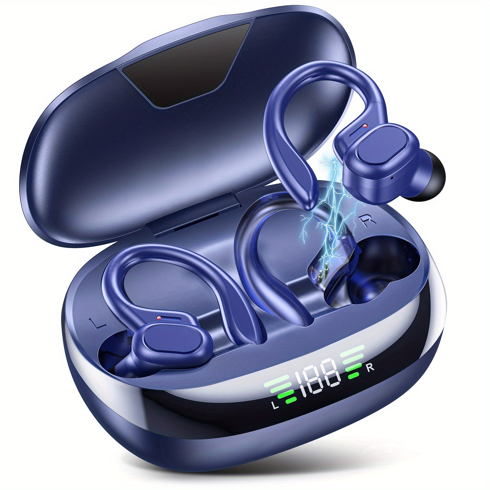 Wireless5.4 Earbuds With Earhook, TWS Stereo Earphones, Sport Headset, Touch Control In Ear Headphones With LED Digital Display Charging Case