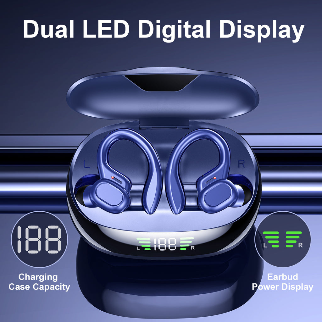 Wireless5.4 Earbuds With Earhook, TWS Stereo Earphones, Sport Headset, Touch Control In Ear Headphones With LED Digital Display Charging Case