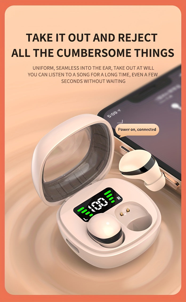 Ultra-small Wireless Earbuds In-Ear Touch Control Mini Wireless Headset With HiFi Stereo Audio, LED Charging Case, Fitness Running Headphones Built-in Mic For Sport/Work/Travel/Sleep