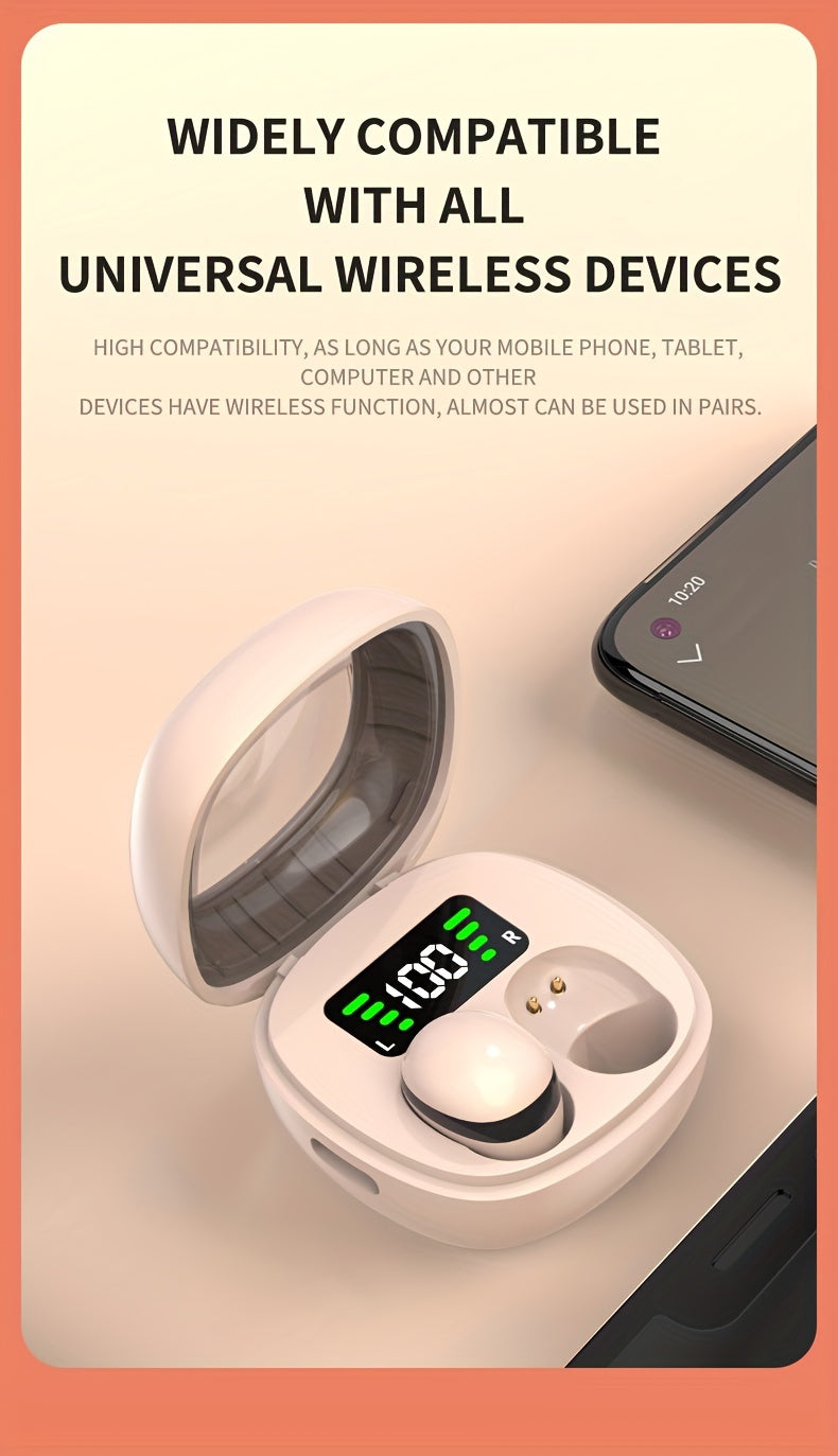 Ultra-small Wireless Earbuds In-Ear Touch Control Mini Wireless Headset With HiFi Stereo Audio, LED Charging Case, Fitness Running Headphones Built-in Mic For Sport/Work/Travel/Sleep