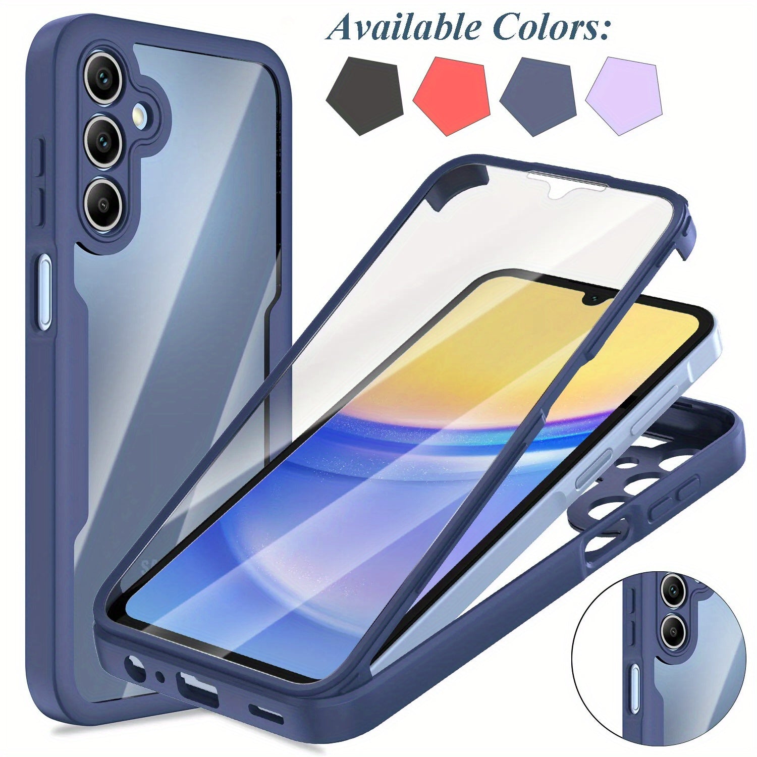 Phone Case: for Samsung for Galaxy A15 A16 A17 A36 A37 A56 A57 5G Only Full Case Shockproof Rugged Phone Cover Built-in Screen Protector