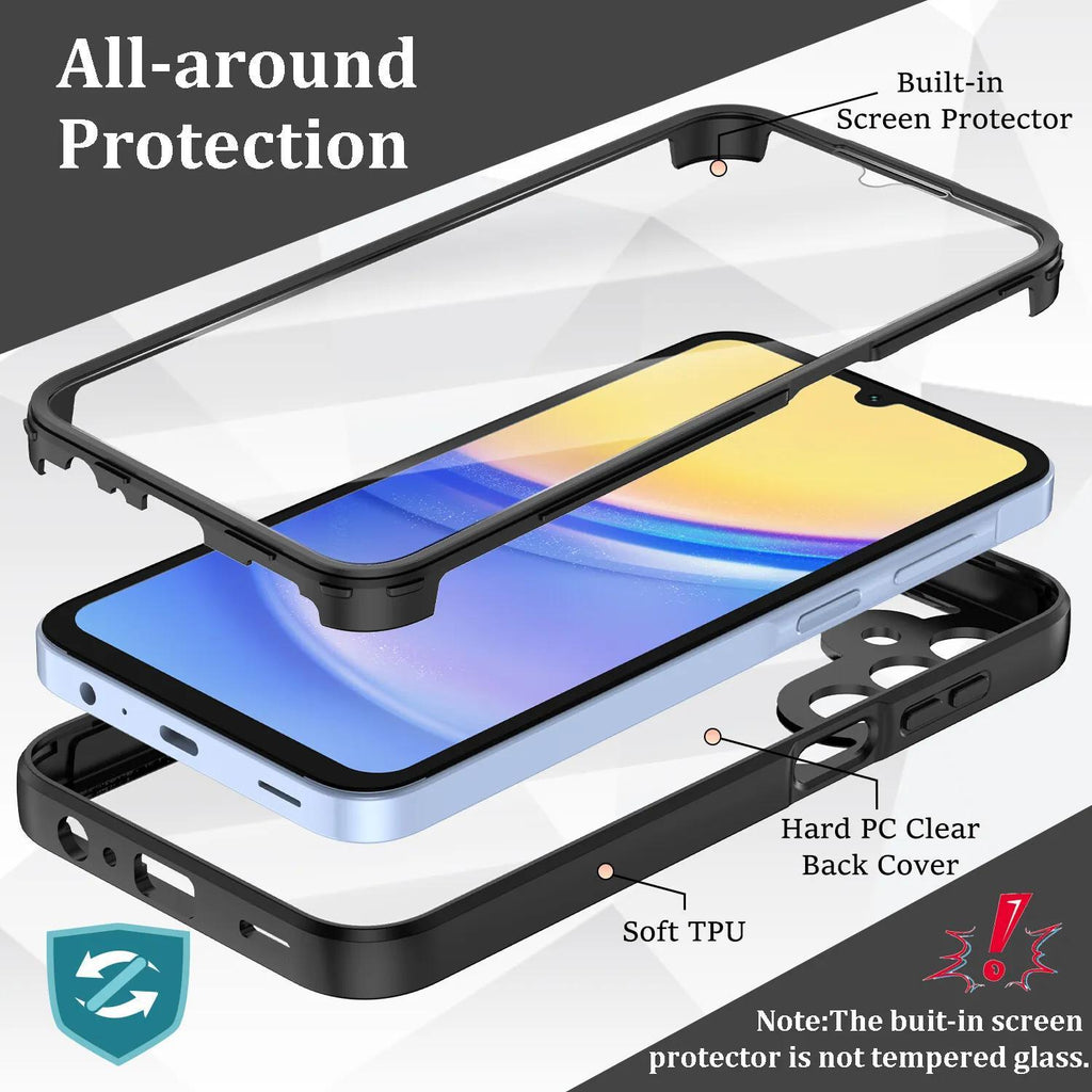 Phone Case: for Samsung for Galaxy A15 A16 A17 A36 A37 A56 A57 5G Only Full Case Shockproof Rugged Phone Cover Built-in Screen Protector