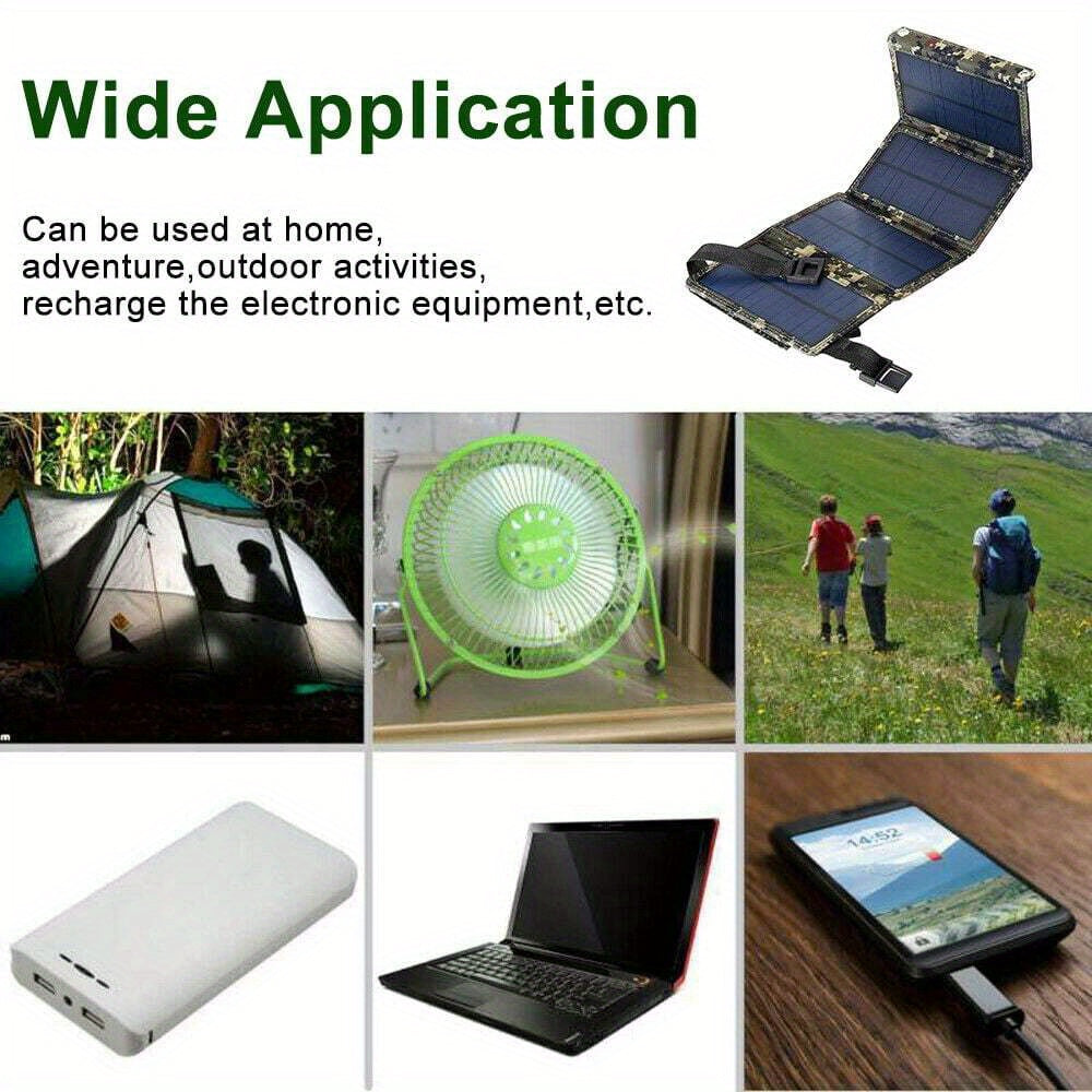 Portable Folding Solar Panel with USB Port - Ideal for Outdoor Trips, Hiking And Camping, Charges Cell Phones, Tablets, Fans And Flashlights,