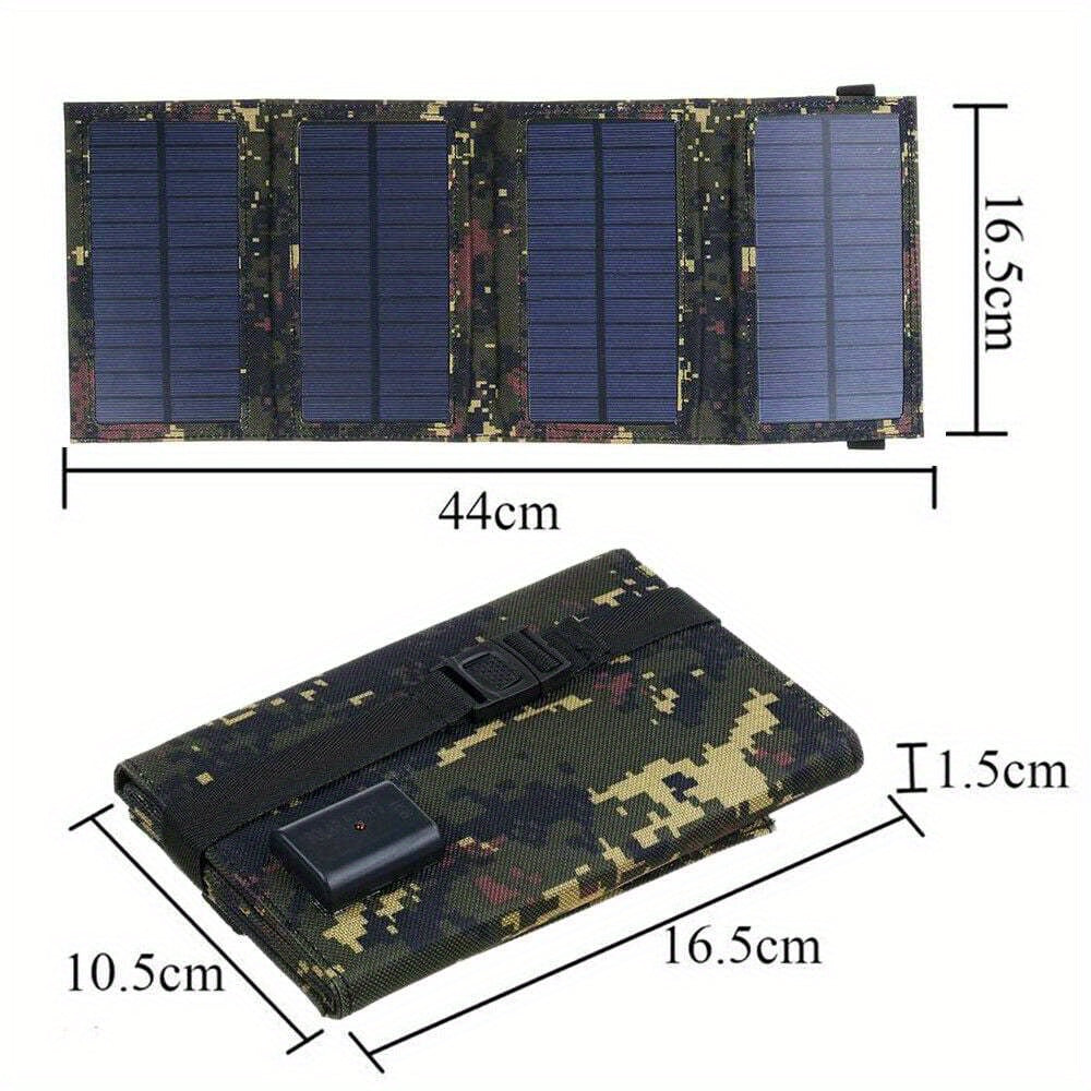 Portable Folding Solar Panel with USB Port - Ideal for Outdoor Trips, Hiking And Camping, Charges Cell Phones, Tablets, Fans And Flashlights,