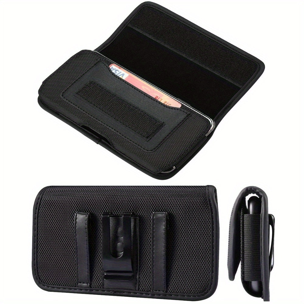 Horizontal Phone Pouch Holster for iPhone 15 14 13 Pro 13 Pro Max 12 11 Pro Max XS X XR/Samsung Galaxy S24 S23 S22 Ultra Plus S21 S10+ S9 S8 A15 A25 A14 A13 A34 A54 A23 A32 A52 A02S A22 A42 A72 Note 20 10 9 8 Nylon Cell Phone Belt Clip Holster Horizontal