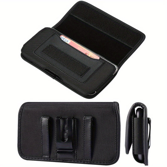 Horizontal Phone Pouch Holster for iPhone 15 14 13 Pro 13 Pro Max 12 11 Pro Max XS X XR/Samsung Galaxy S24 S23 S22 Ultra Plus S21 S10+ S9 S8 A15 A25 A14 A13 A34 A54 A23 A32 A52 A02S A22 A42 A72 Note 20 10 9 8 Nylon Cell Phone Belt Clip Holster Horizontal