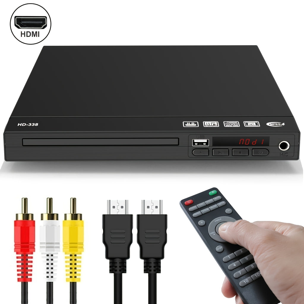 New HDTV DVD Player for Home TV, 1080P Region Free Mini Home DVD Player, Supports USB Media, CD & MP3 Playback, Easy to Operate, Comes with HDTV Cable, RCA Cable And Remote Control, Compatible with All Smart And Traditional Home TVs.