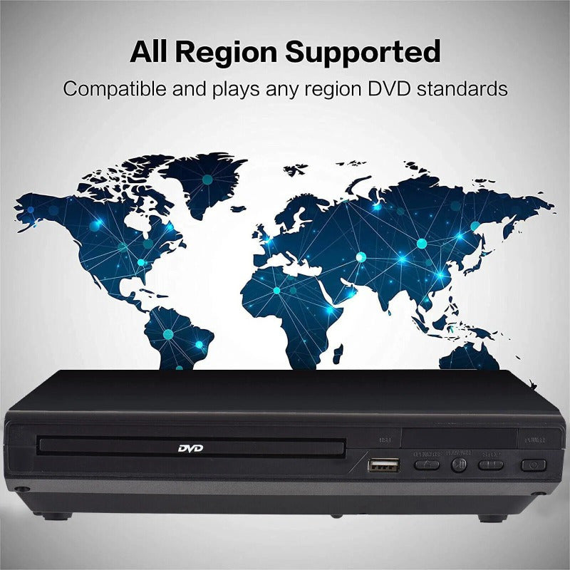 DVD Player For TV, DVD Player That Plays All Regions, Simple DVD Player For Seniors (US Plug), CD Player For Home Stereo System, HD 1080p, All Regions With AV Output USB Remote Control