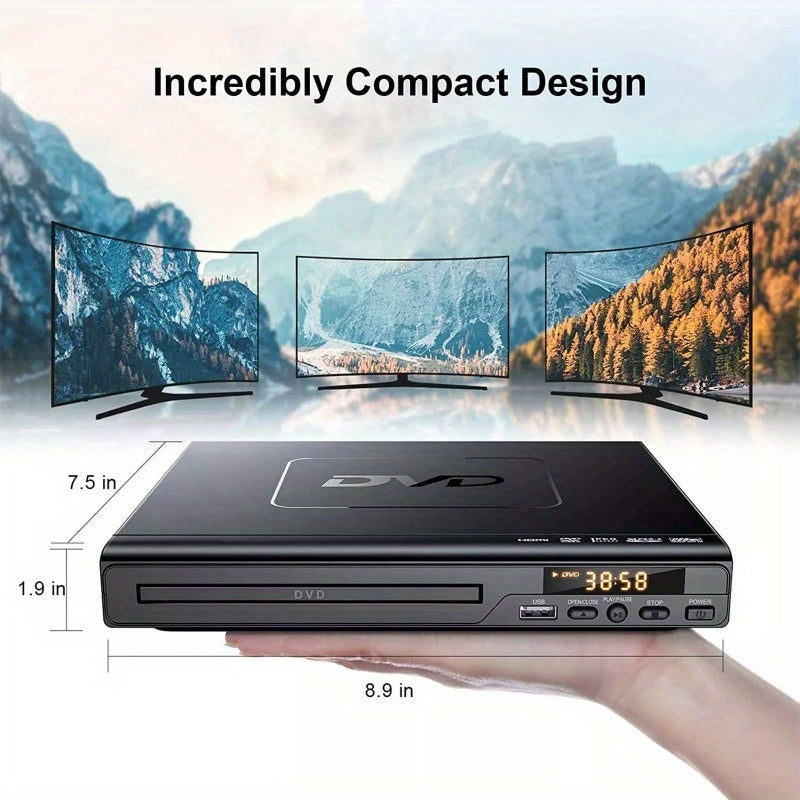 2024 DVD Player US Plug All Regions Free DVD Disc Player AV Output USB Remote Control Christmas Gift