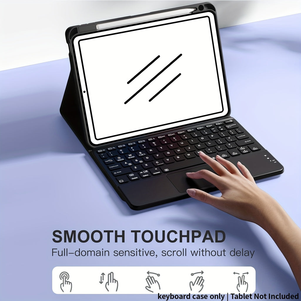 Only Tablet Case with Keyboard for iPad 11th 10th Generation - 7 Colors Backlit Wireless Detachable Folio Keyboard Cover with Pencil Holder for iPad 11-inch A16 2025 10th Gen 10.9 Inch 2022