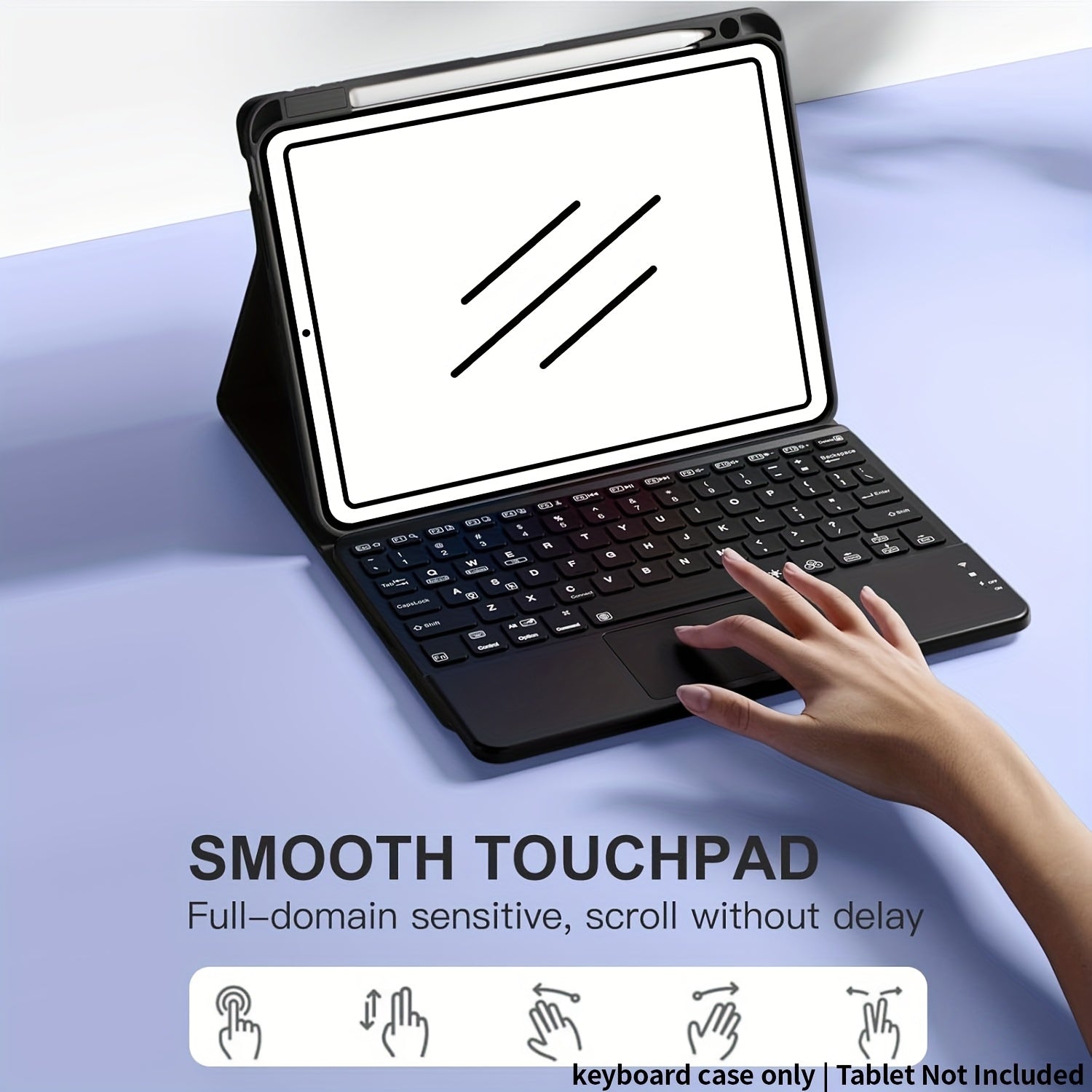 Only Tablet Case with Keyboard for iPad 11th 10th Generation - 7 Colors Backlit Wireless Detachable Folio Keyboard Cover with Pencil Holder for iPad 11-inch A16 2025 10th Gen 10.9 Inch 2022