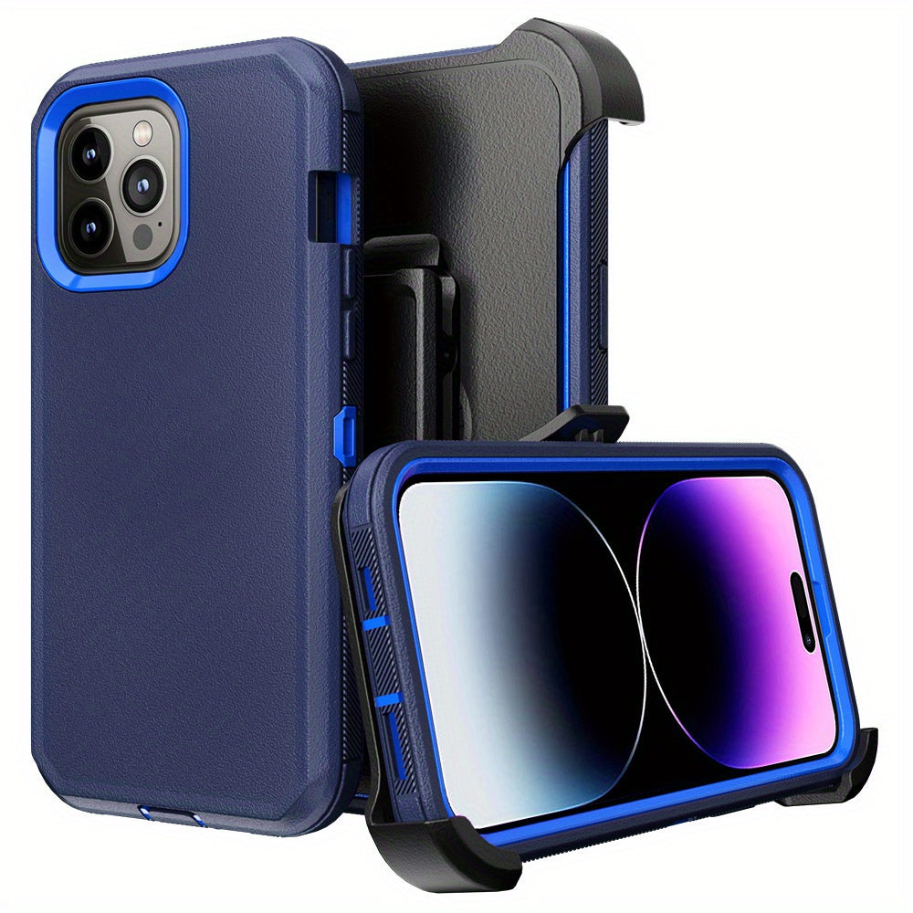 Phone case: for iPhone 14, 14 Pro Max Plus Heavy Duty Shockproof Rugged Case Cover+Belt Clip Holster