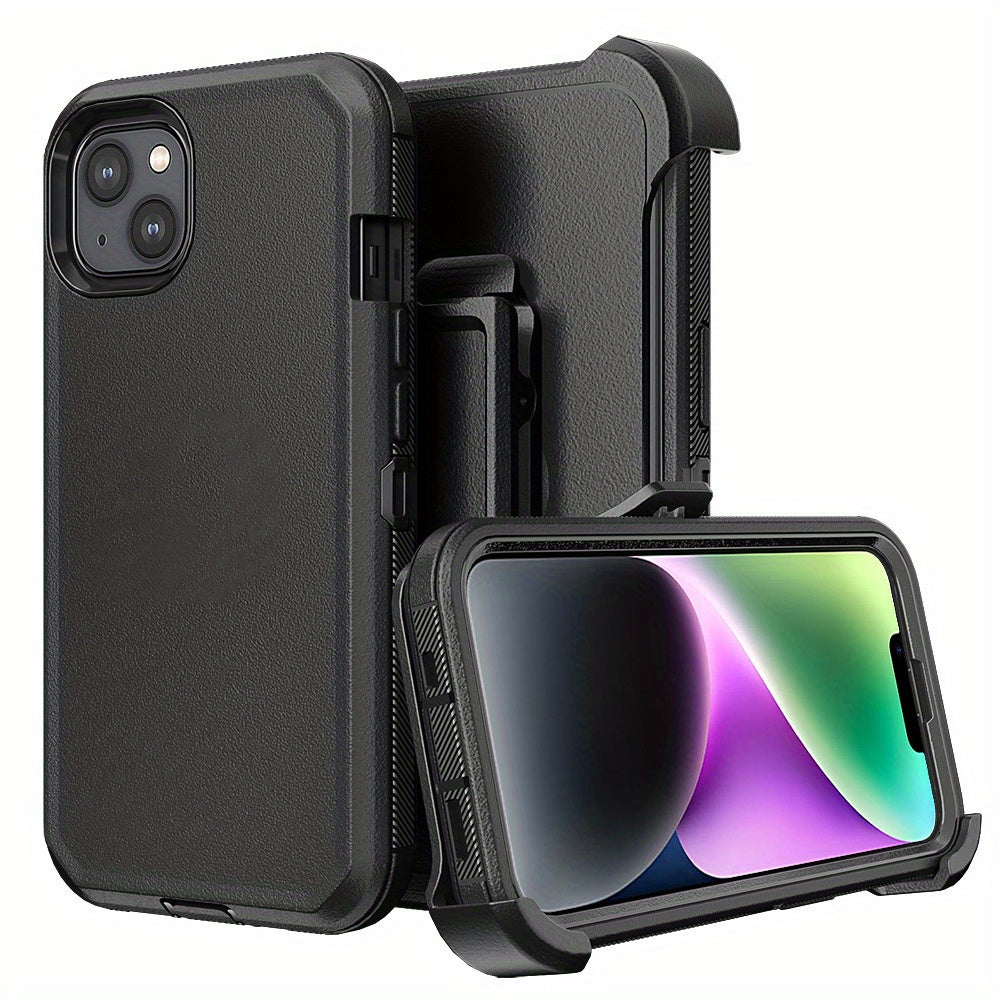 Phone case: for iPhone 14, 14 Pro Max Plus Heavy Duty Shockproof Rugged Case Cover+Belt Clip Holster