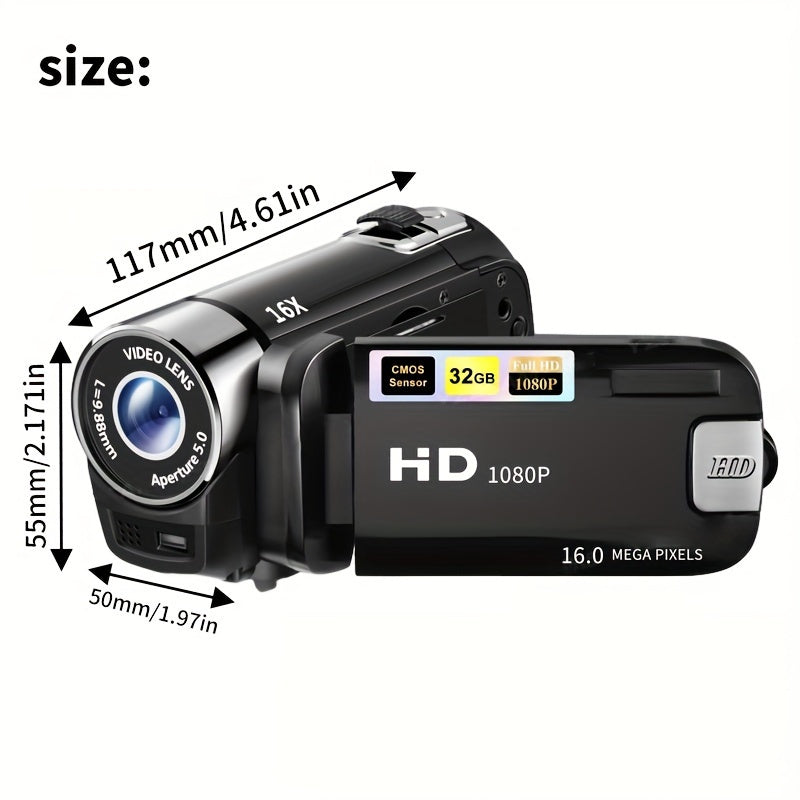 Latest 270° LED Flip Screen Digital Camera | Camera For Photography (cameras, Camaras Fotograficas): 16x Zoom, 1080P Full HD, 2.7" Display, HD Wide Angle Lens. Perfect For Outdoor Shooting, One-Touch Photo Upload To Phone