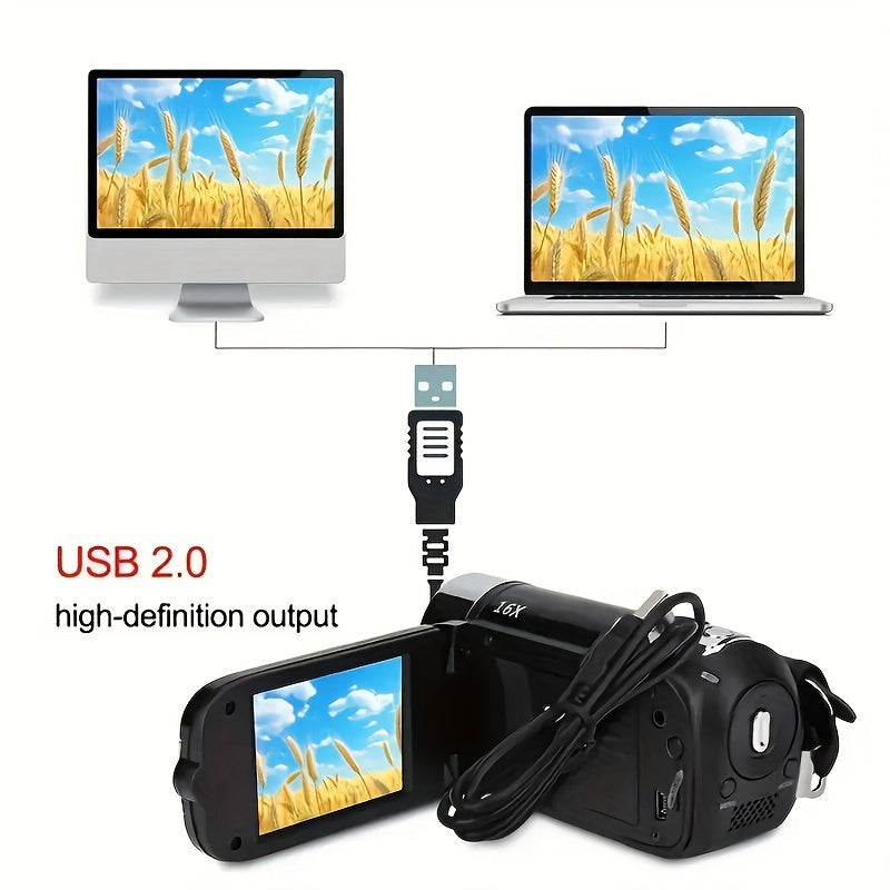 Latest 270° LED Flip Screen Digital Camera | Camera For Photography (cameras, Camaras Fotograficas): 16x Zoom, 1080P Full HD, 2.7" Display, HD Wide Angle Lens. Perfect For Outdoor Shooting, One-Touch Photo Upload To Phone