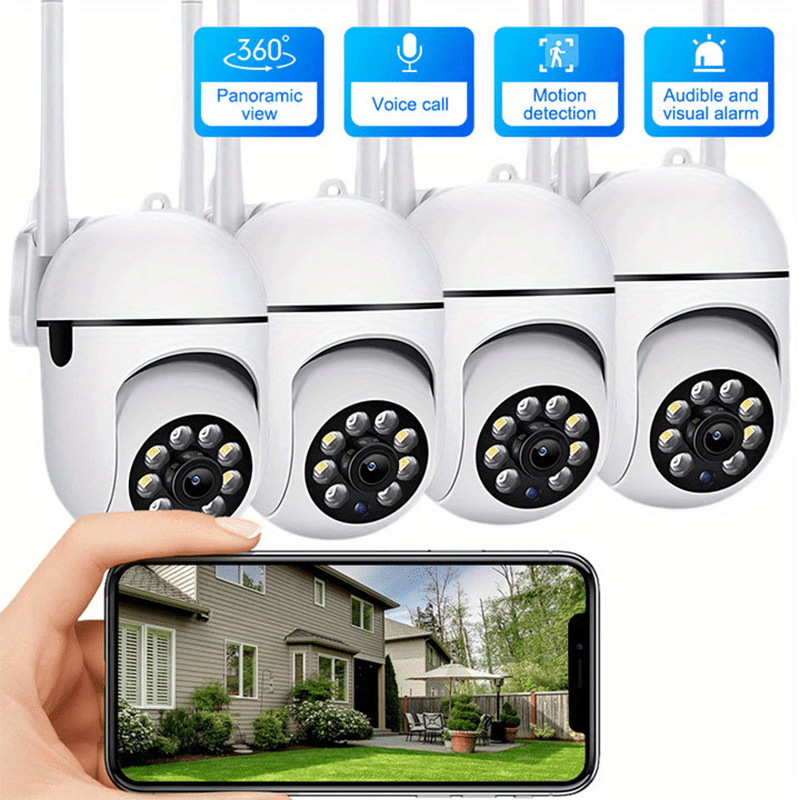 2 Pack 1080P Dome Cameras, Wireless WIFI Camera, PTZ Camera, Outdoor Indoor PTZ Surveillance Camera, AI Auto Tracking, Alarm & Color Night Vision, Horizontal 360 Degree Vertical 90 Degree Rotation