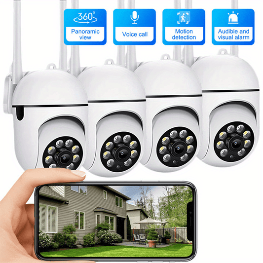 2 Pack 1080P Dome Cameras, Wireless WIFI Camera, PTZ Camera, Outdoor Indoor PTZ Surveillance Camera, AI Auto Tracking, Alarm & Color Night Vision, Horizontal 360 Degree Vertical 90 Degree Rotation