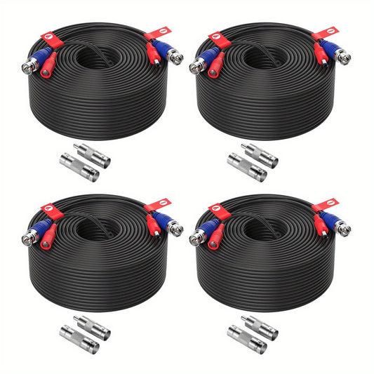 [4pcs CCTV Cable] ZOSI 4pcs 100ft/ 30m CCTV Cable BNC + DC Plug Cable for CCTV Camera DVR Security Black Surveillance System Accessories