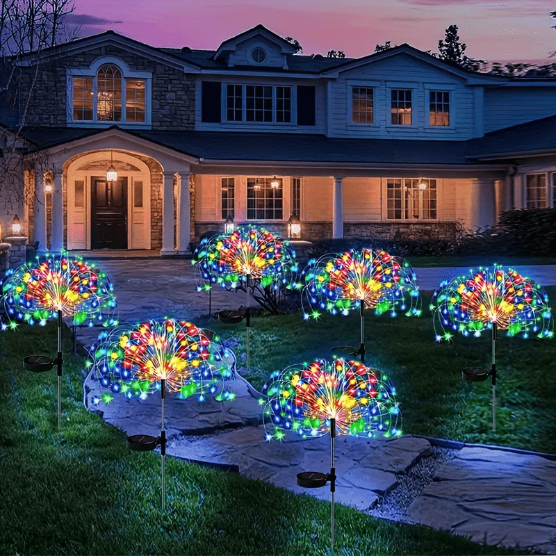 420LED Solar Garden Lights Solar Firework Lights, 8Mode Lighting Solar Lights Outdoor Intelligent Light Smart Sensor Switch for Garden Patio Walkway Pathway Party Wedding Decorative 360/200/60LED