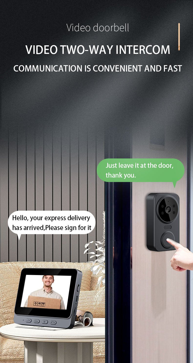 Smart Video Doorbell, Wireless Video Doorbell, Visual Doorbell Camera, 4.3-inch IPS 720P Monitor Screen Doorbell Camera with, Two-Way Audio, Enhanced Night Vision, Long Battery Life, Wall-Mounted, No Subscription, No WiFi Required, No App Required