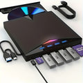 7-in-1 USB- External DVD Drive with 4 USB Ports & Dual TF/Sd Card Reader - High-Speed CD/DVD Burner Suitable for Laptops, Macs, PCs, Compatible for Windows 11/10/8/7, Linux, for, Office, Travel, USB- Operation