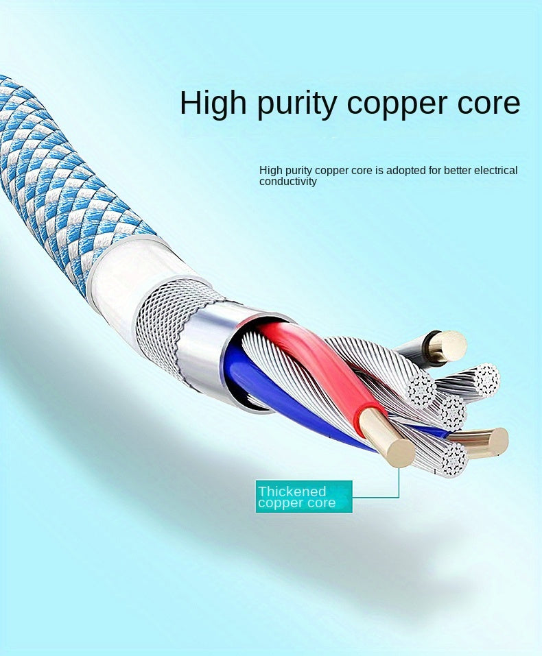 Fast Charging Data Cable 90 Degree Cable, 6.56FT 2M Left&Right Angle Type-C with Light Double Elbow Rotation 65W Flash Charging Is Suitable for Phone, Samsung Car Universal Android Mobile Phone Charging Cable