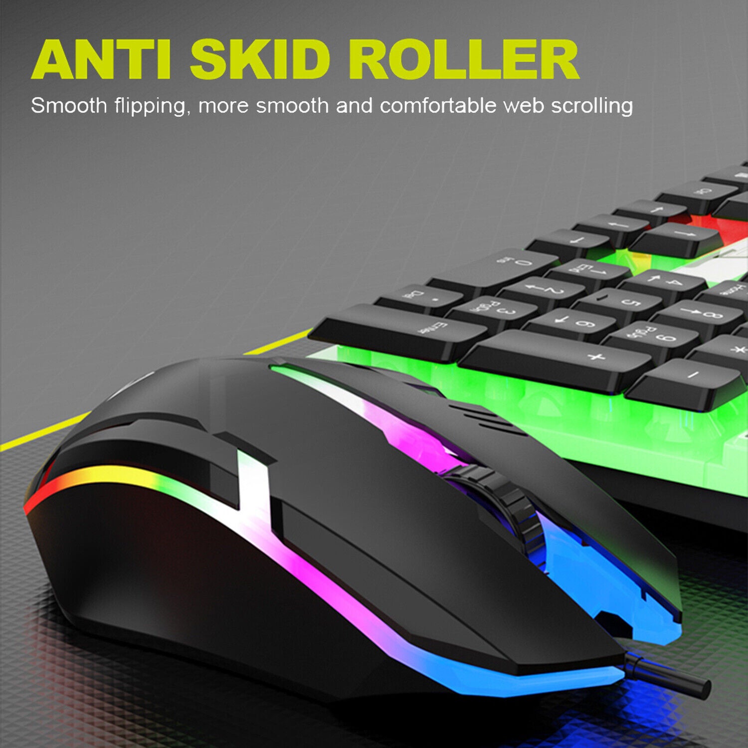 GT100 Wired Gaming Keyboard And Mouse Combo - LED Light Backlit Mechanical Feel Keyboard And Gaming Mouse, No Battery Required - for Windows/ Mac/ Laptop