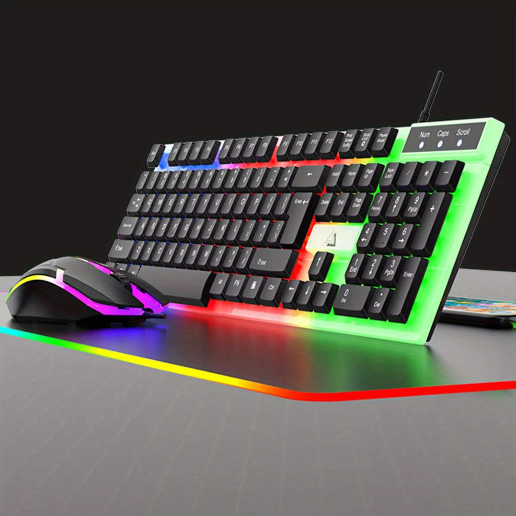 GT100 Wired Gaming Keyboard And Mouse Combo - LED Light Backlit Mechanical Feel Keyboard And Gaming Mouse, No Battery Required - for Windows/ Mac/ Laptop